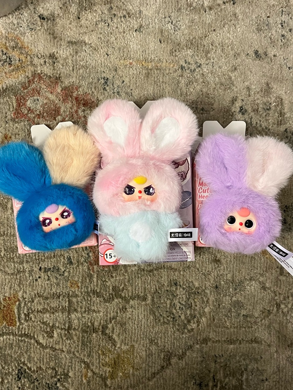 Baby three bunny plush pendant lot